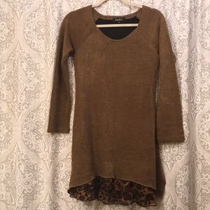 Tan tunic length sweater
